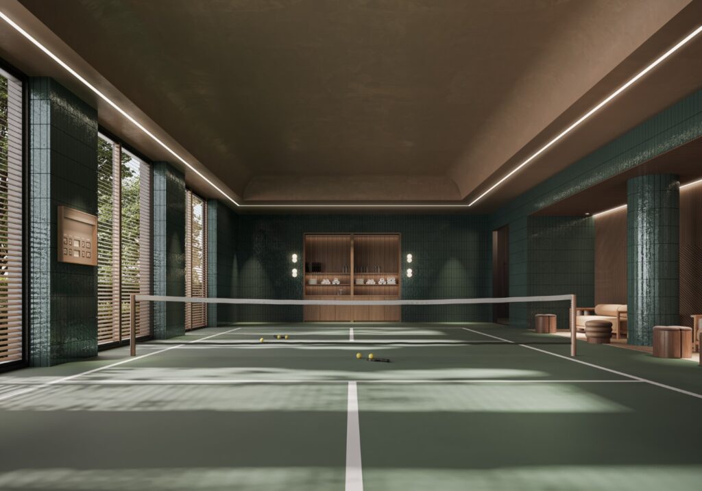 Rendering of an indoor pickleball court planned for 429 Walmer